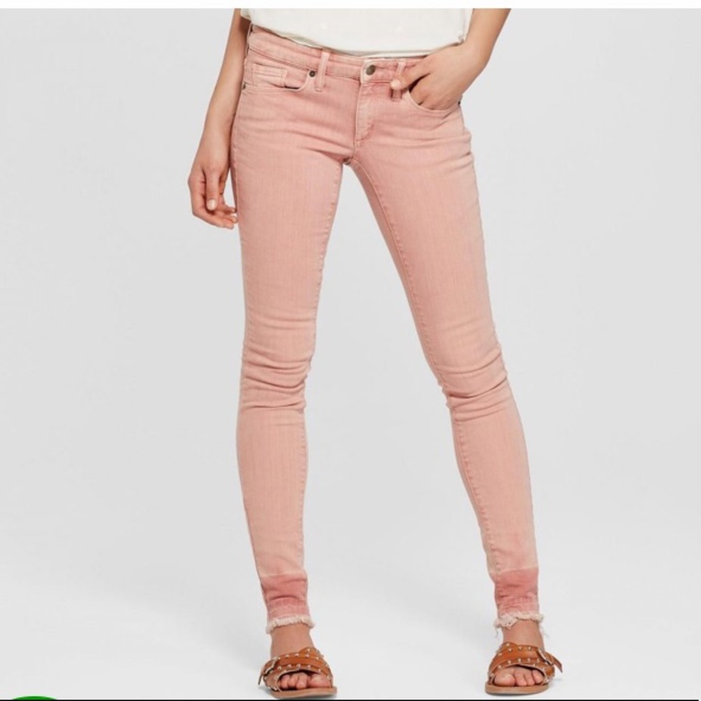 Target pink frayed skinny jeans
